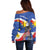 Personalized Filipino-American Off Shoulder Sweater Philippines Coat Of Arms with Bald Eagle