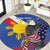 Personalized Filipino-American Round Carpet Philippines Coat Of Arms with Bald Eagle