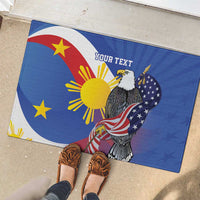 Personalized Filipino-American Rubber Doormat Philippines Coat Of Arms with Bald Eagle