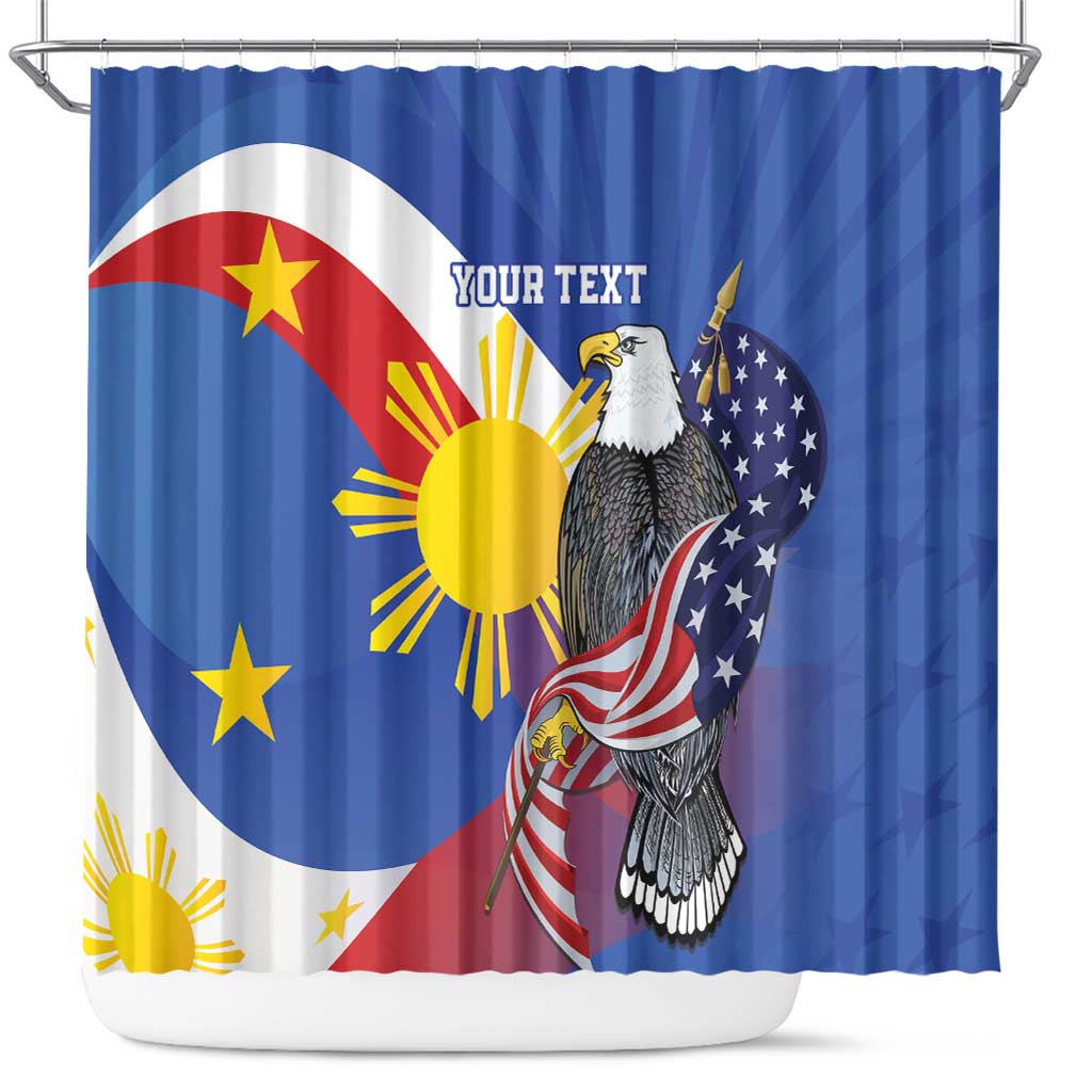 Personalized Filipino-American Shower Curtain Philippines Coat Of Arms with Bald Eagle