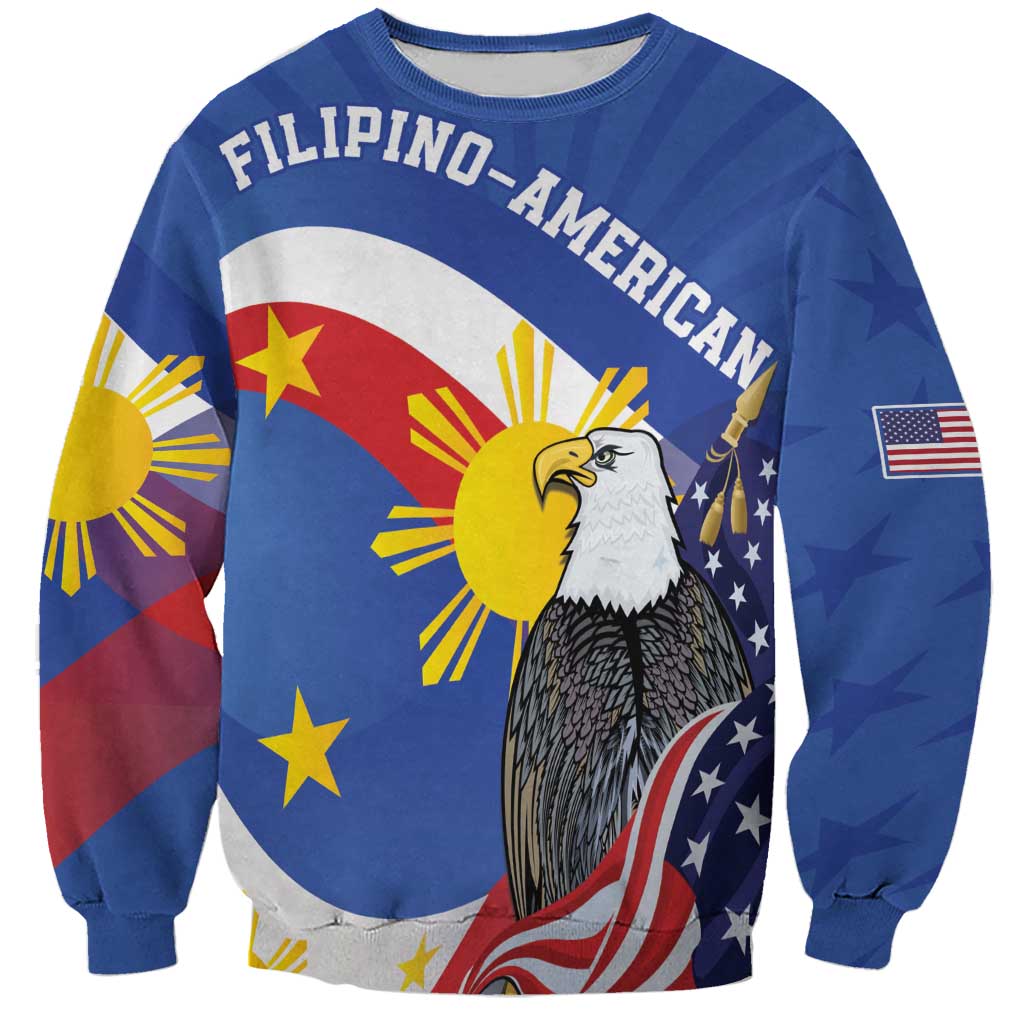 Personalized Filipino-American Sweatshirt Philippines Coat Of Arms with Bald Eagle