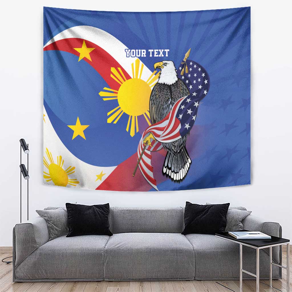 Personalized Filipino-American Tapestry Philippines Coat Of Arms with Bald Eagle