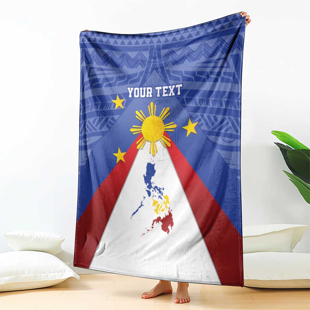 Personalized Pilipinas Eight-Rayed Sun Blanket Philippines Map With Polynesian Style