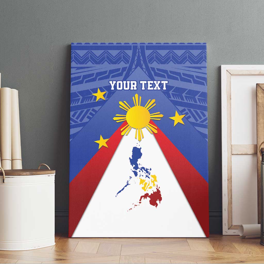 Personalized Pilipinas Eight-Rayed Sun Canvas Wall Art Philippines Map With Polynesian Style