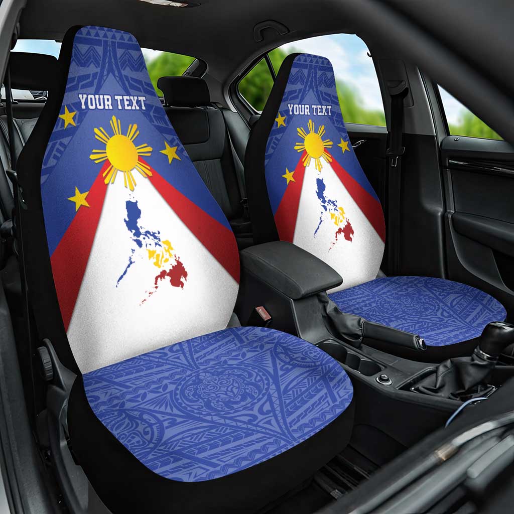 Personalized Pilipinas Eight-Rayed Sun Car Seat Cover Philippines Map With Polynesian Style