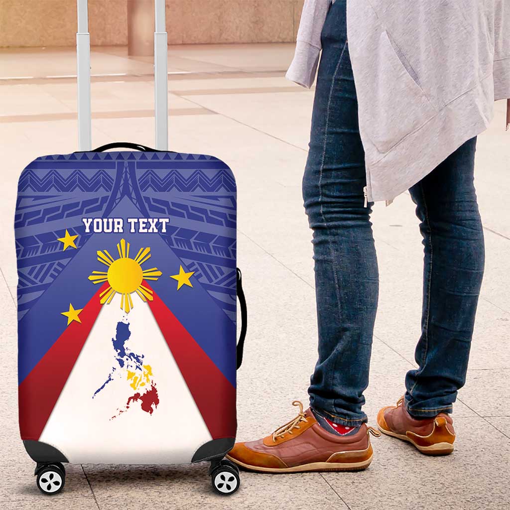 Personalized Pilipinas Eight-Rayed Sun Luggage Cover Philippines Map With Polynesian Style