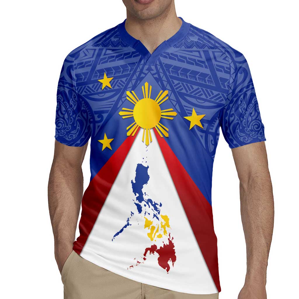 Personalized Pilipinas Eight-Rayed Sun Rugby Jersey Philippines Map With Polynesian Style