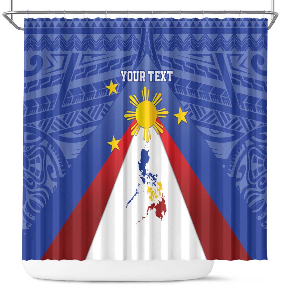 Personalized Pilipinas Eight-Rayed Sun Shower Curtain Philippines Map With Polynesian Style