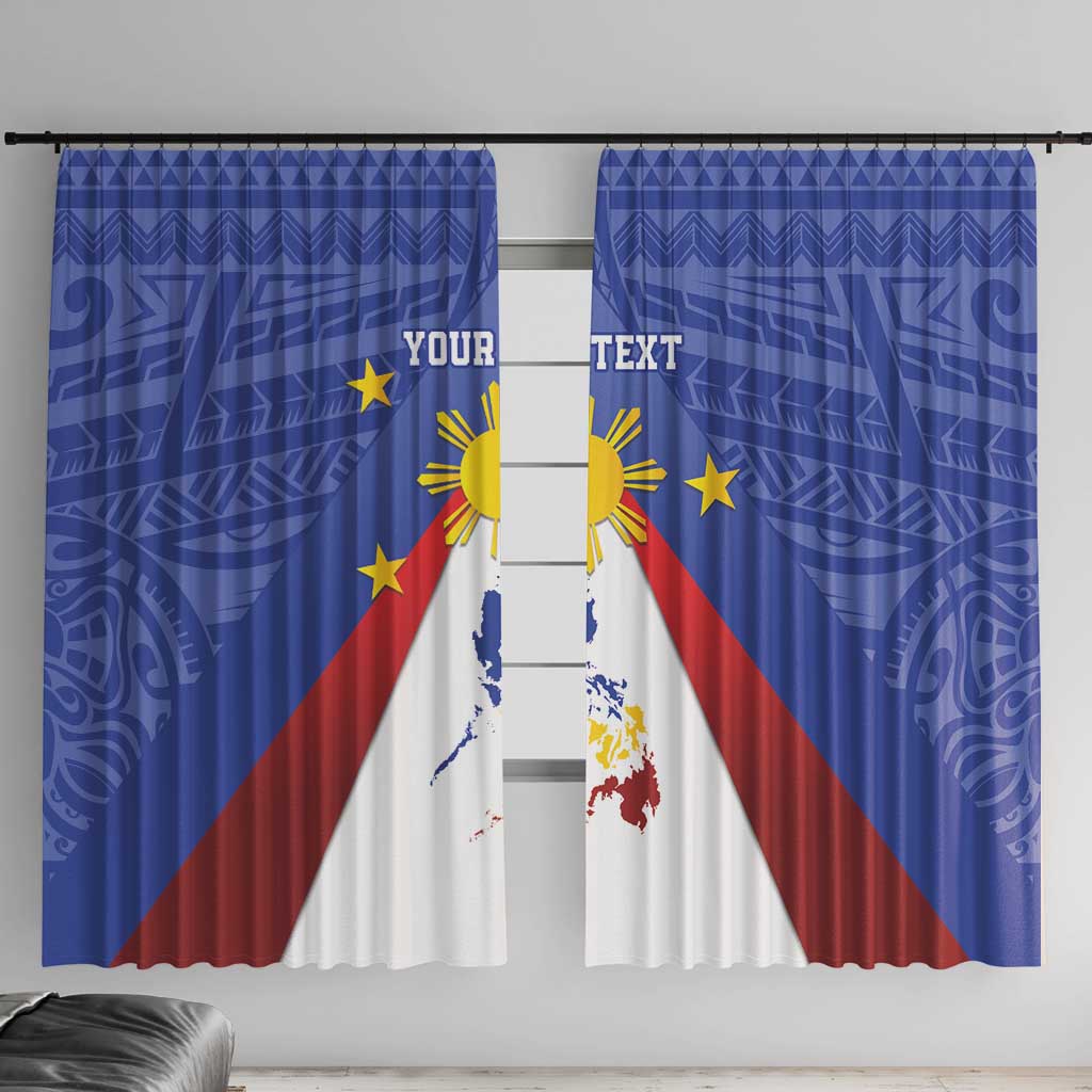 Personalized Pilipinas Eight-Rayed Sun Window Curtain Philippines Map With Polynesian Style