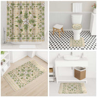 Squares Maile Leaf Bathroom Set Beige Palaka Hawaiian Quilt Pattern - Polynesian Pride