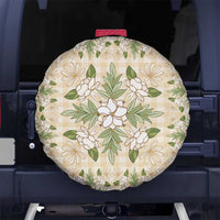 Squares Maile Leaf Spare Tire Cover Beige Palaka Hawaiian Quilt Pattern - Polynesian Pride