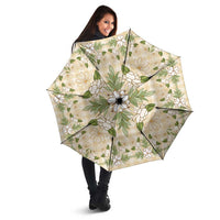 Squares Maile Leaf Umbrella Beige Palaka Hawaiian Quilt Pattern - Polynesian Pride