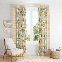 Squares Maile Leaf Window Curtain Beige Palaka Hawaiian Quilt Pattern - Polynesian Pride