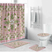 Squares Maile Leaf Bathroom Set Pink Palaka Hawaiian Quilt Pattern - Polynesian Pride