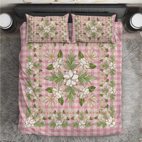 Squares Maile Leaf Bedding Set Pink Palaka Hawaiian Quilt Pattern - Polynesian Pride