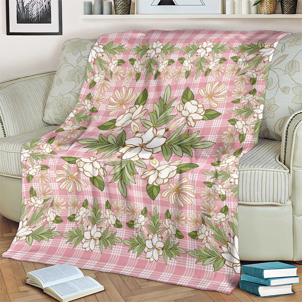 Squares Maile Leaf Blanket Pink Palaka Hawaiian Quilt Pattern - Polynesian Pride