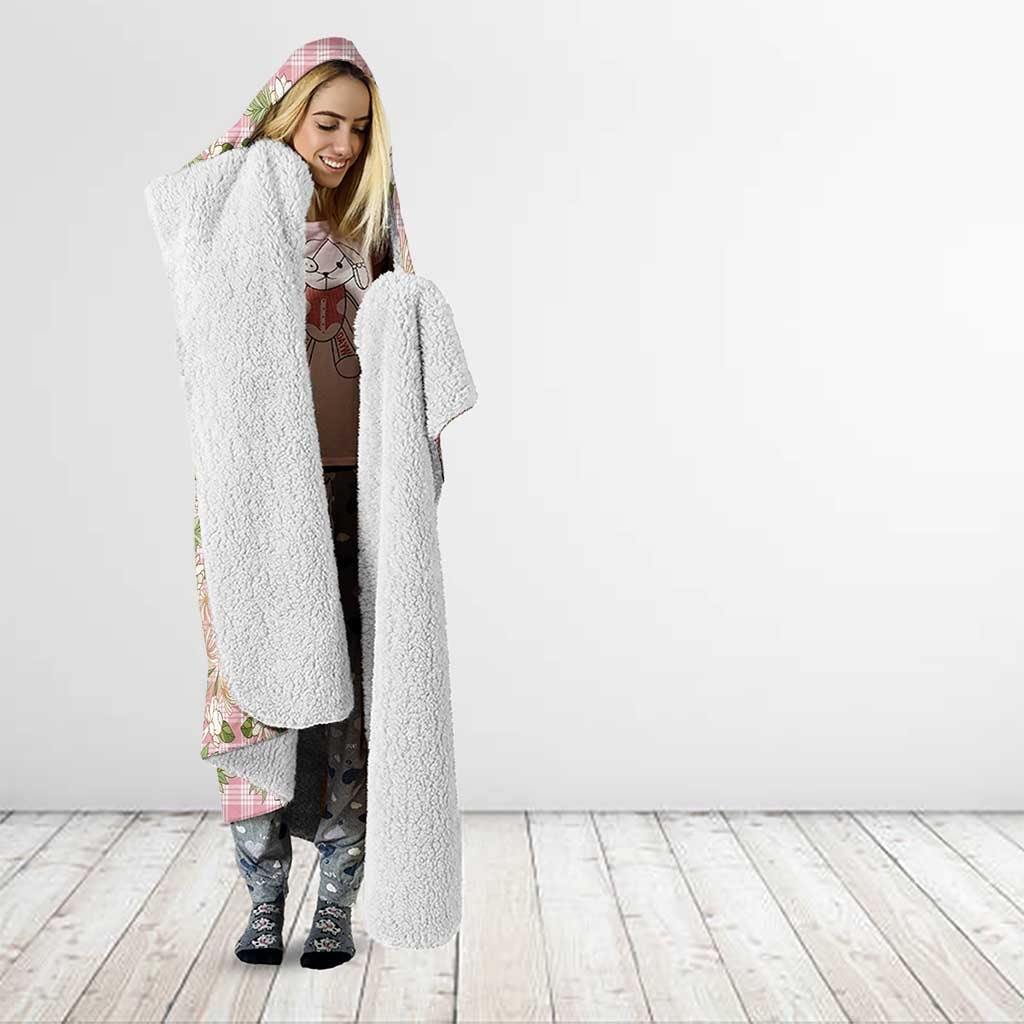 Squares Maile Leaf Hooded Blanket Pink Palaka Hawaiian Quilt Pattern - Polynesian Pride