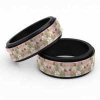 Squares Maile Leaf Spinner Ring Pink Palaka Hawaiian Quilt Pattern - Polynesian Pride