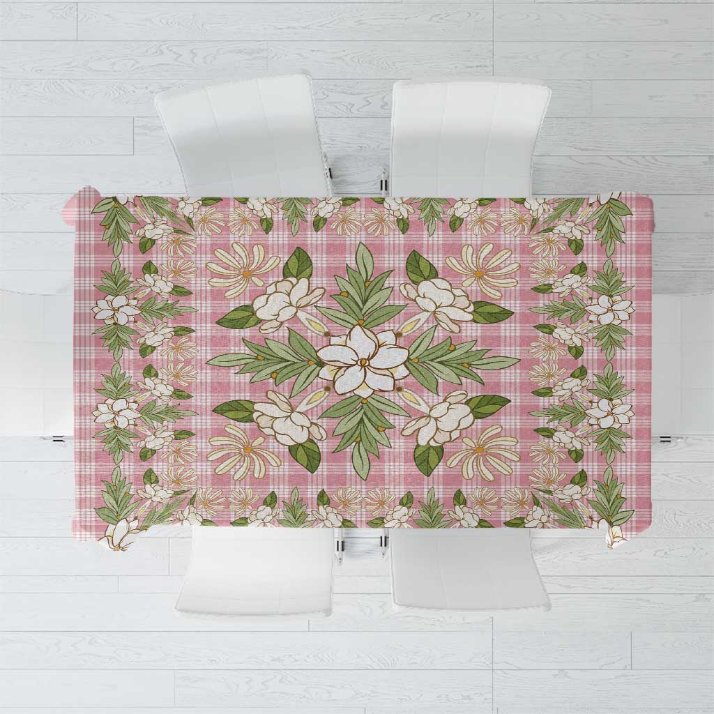 Squares Maile Leaf Tablecloth Pink Palaka Hawaiian Quilt Pattern - Polynesian Pride