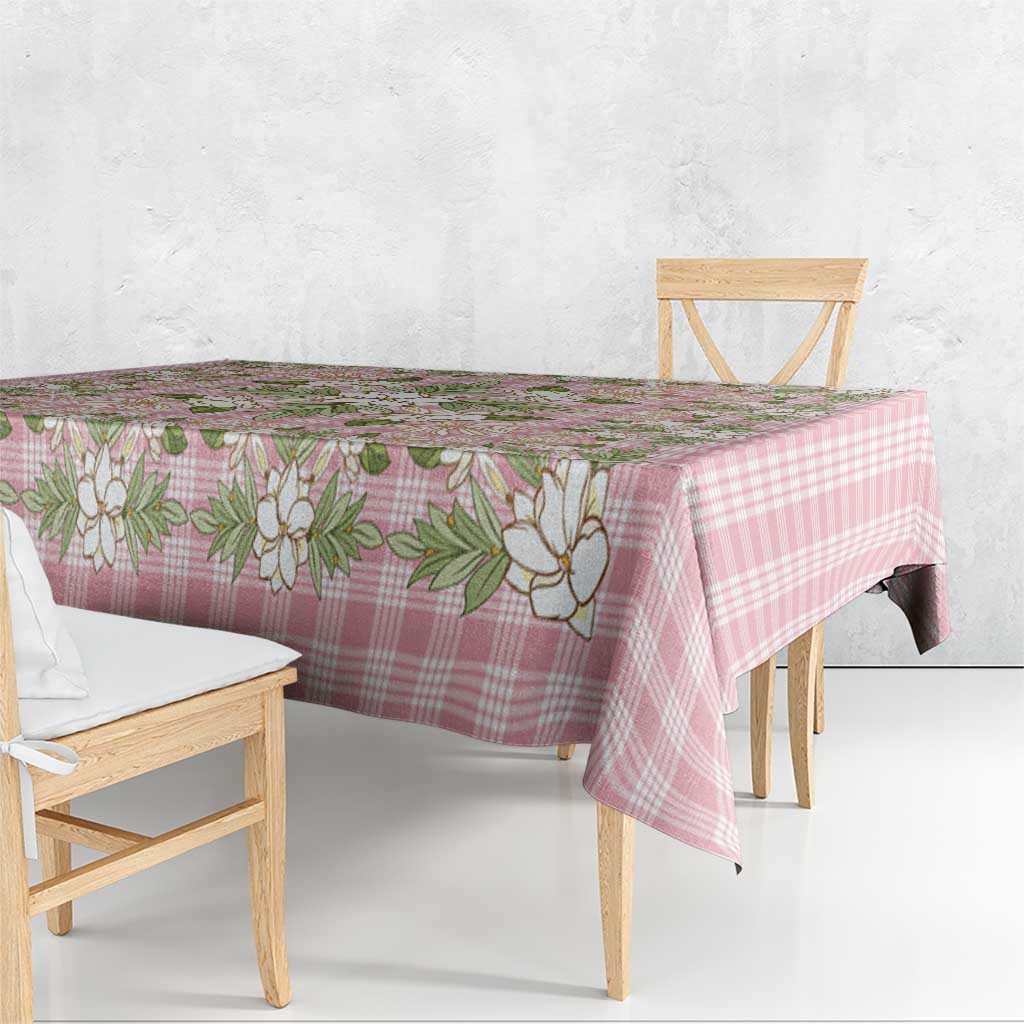 Squares Maile Leaf Tablecloth Pink Palaka Hawaiian Quilt Pattern - Polynesian Pride