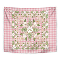 Squares Maile Leaf Tapestry Pink Palaka Hawaiian Quilt Pattern - Polynesian Pride