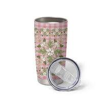 Squares Maile Leaf Tumbler Cup Pink Palaka Hawaiian Quilt Pattern - Polynesian Pride