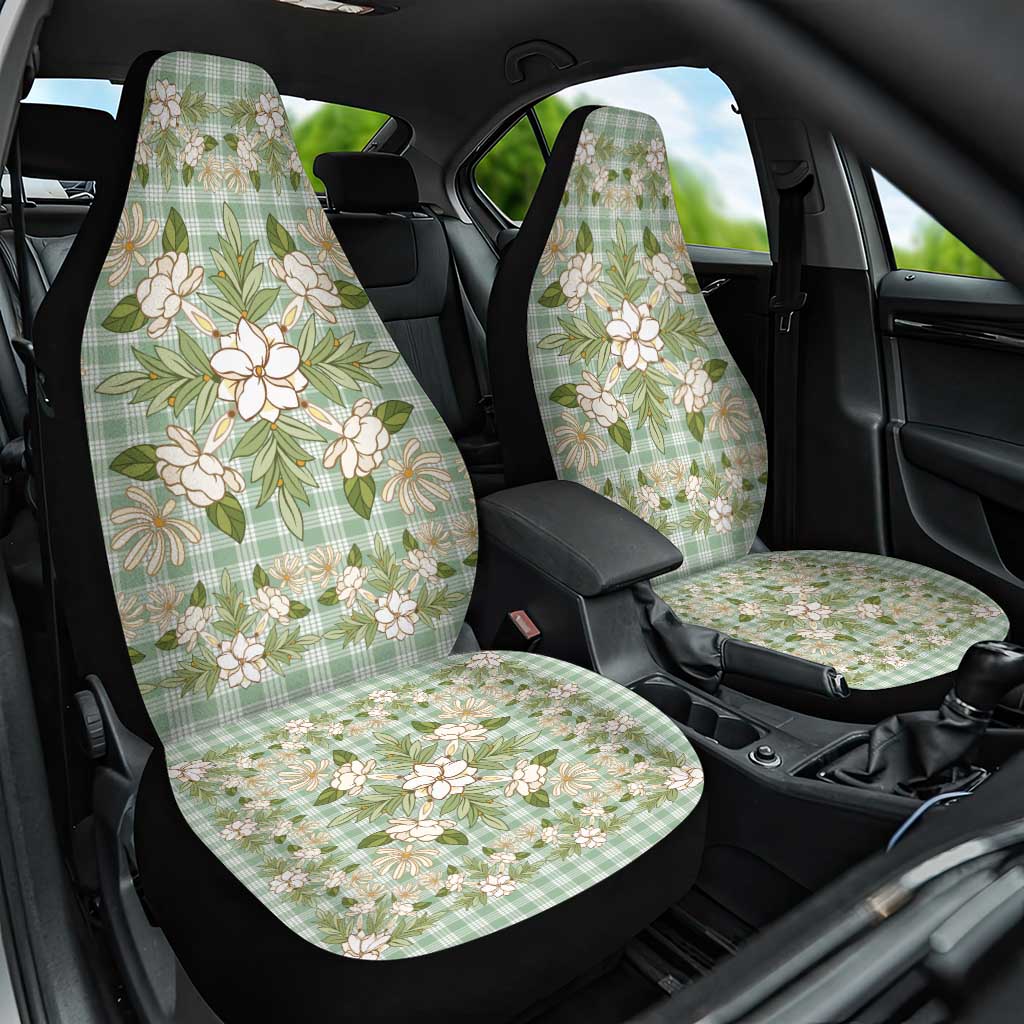 Squares Maile Leaf Car Seat Cover Turquoise Palaka Hawaiian Quilt Pattern - Polynesian Pride
