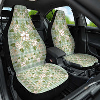 Squares Maile Leaf Car Seat Cover Turquoise Palaka Hawaiian Quilt Pattern - Polynesian Pride
