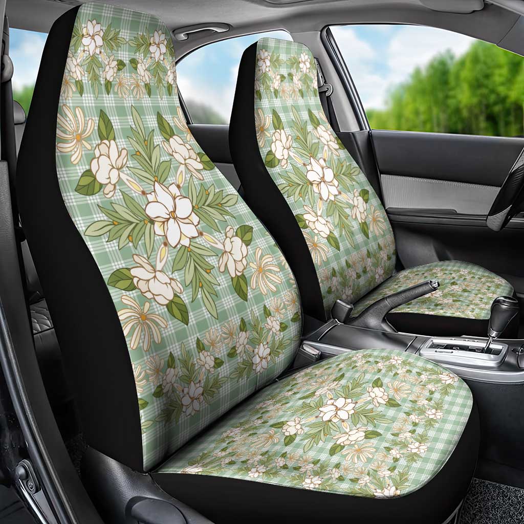 Squares Maile Leaf Car Seat Cover Turquoise Palaka Hawaiian Quilt Pattern - Polynesian Pride