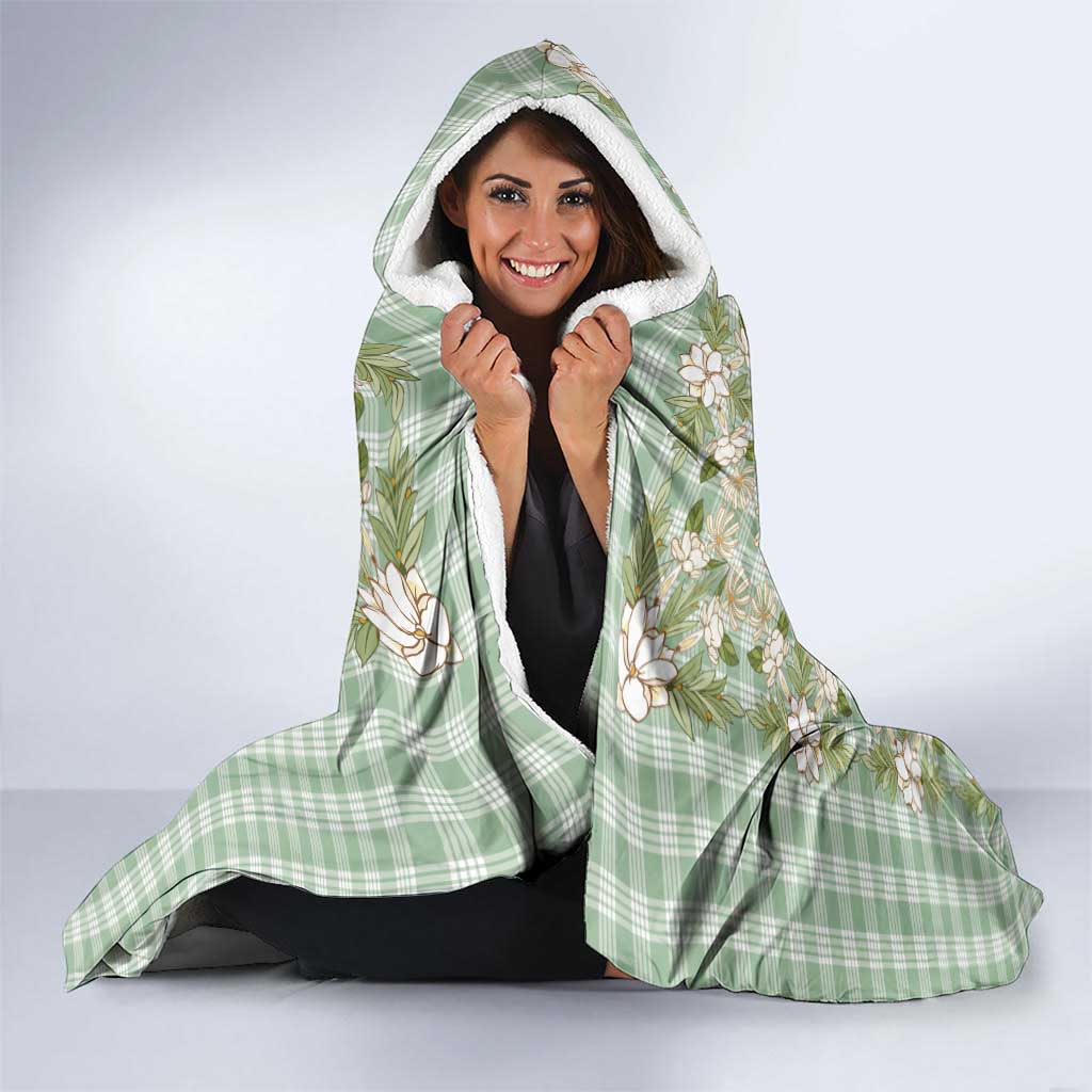 Squares Maile Leaf Hooded Blanket Turquoise Palaka Hawaiian Quilt Pattern - Polynesian Pride