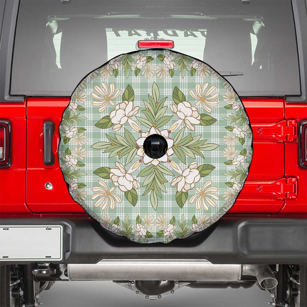 Squares Maile Leaf Spare Tire Cover Turquoise Palaka Hawaiian Quilt Pattern - Polynesian Pride