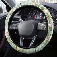 Squares Maile Leaf Steering Wheel Cover Turquoise Palaka Hawaiian Quilt Pattern - Polynesian Pride