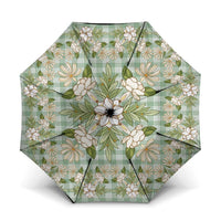 Squares Maile Leaf Umbrella Turquoise Palaka Hawaiian Quilt Pattern - Polynesian Pride