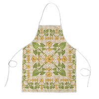 Squares Puakenikeni and Kalo Apron Beige Palaka Hawaiian Quilt Pattern - Polynesian Pride