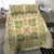 Squares Puakenikeni and Kalo Bedding Set Beige Palaka Hawaiian Quilt Pattern - Polynesian Pride