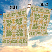 Squares Puakenikeni and Kalo Garden Flag Beige Palaka Hawaiian Quilt Pattern - Polynesian Pride