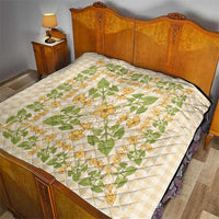 Squares Puakenikeni and Kalo Quilt Beige Palaka Hawaiian Quilt Pattern - Polynesian Pride