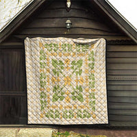 Squares Puakenikeni and Kalo Quilt Beige Palaka Hawaiian Quilt Pattern - Polynesian Pride