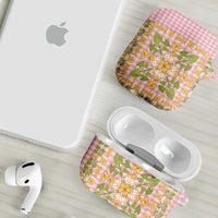 Squares Puakenikeni and Kalo AirPods Case Pink Palaka Hawaiian Quilt Pattern - Polynesian Pride