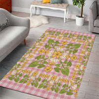 Squares Puakenikeni and Kalo Area Rug Pink Palaka Hawaiian Quilt Pattern - Polynesian Pride