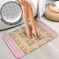 Squares Puakenikeni and Kalo Bathroom Set Pink Palaka Hawaiian Quilt Pattern - Polynesian Pride