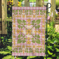 Squares Puakenikeni and Kalo Garden Flag Pink Palaka Hawaiian Quilt Pattern - Polynesian Pride