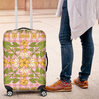 Squares Puakenikeni and Kalo Luggage Cover Pink Palaka Hawaiian Quilt Pattern - Polynesian Pride