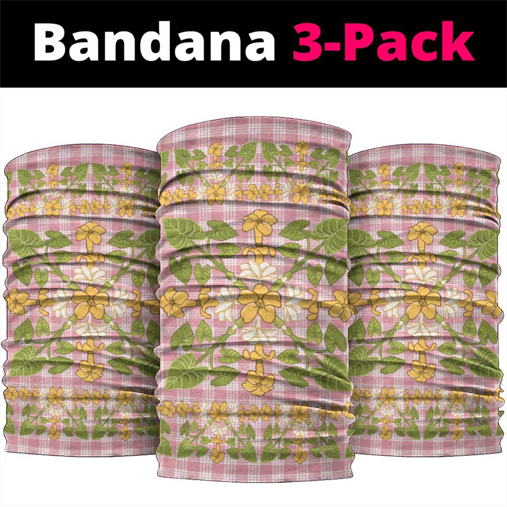 Squares Puakenikeni and Kalo Neck Gaiter Pink Palaka Hawaiian Quilt Pattern - Polynesian Pride