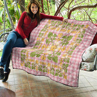 Squares Puakenikeni and Kalo Quilt Pink Palaka Hawaiian Quilt Pattern - Polynesian Pride