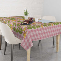 Squares Puakenikeni and Kalo Tablecloth Pink Palaka Hawaiian Quilt Pattern - Polynesian Pride