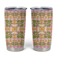 Squares Puakenikeni and Kalo Tumbler Cup Pink Palaka Hawaiian Quilt Pattern - Polynesian Pride