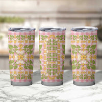 Squares Puakenikeni and Kalo Tumbler Cup Pink Palaka Hawaiian Quilt Pattern - Polynesian Pride