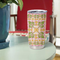 Squares Puakenikeni and Kalo Tumbler Cup Pink Palaka Hawaiian Quilt Pattern - Polynesian Pride
