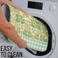 Squares Puakenikeni and Kalo Bathroom Set Turquoise Palaka Hawaiian Quilt Pattern - Polynesian Pride